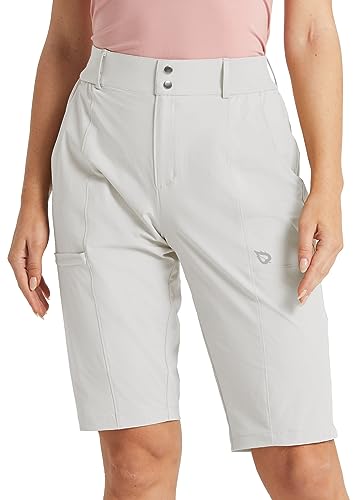 BALEAF Long Shorts for Women Bermuda Shorts for Summer Knee Length 13' Hiking Golf Quick Dry High Waist Stretch L