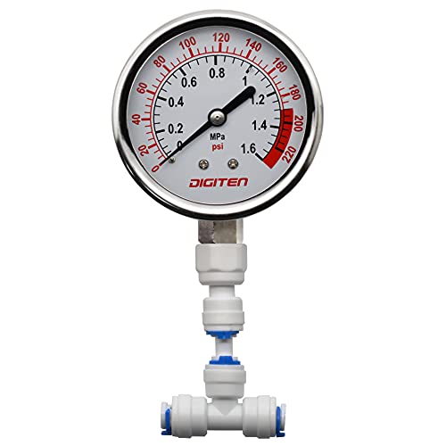 DIGITEN Water Pressure Gauge Meter 0-1.6MPa 0-220psi 1/4' f Reverse Osmosis System Pump¡­