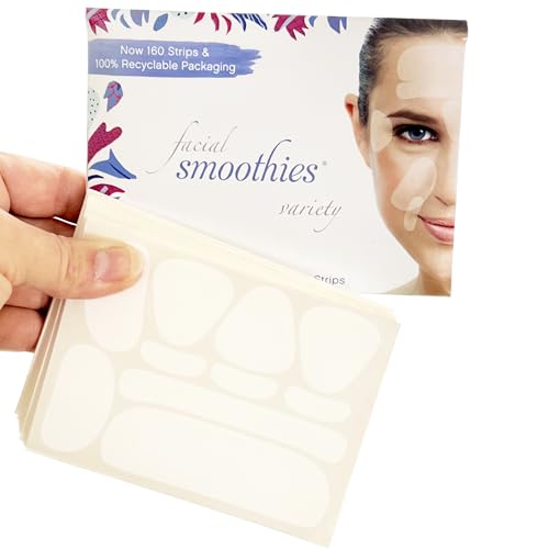 Smoothies Variety Wrinkle Patches for Face Overnight – Facial Patches for Forehead, Elevens, Crows Feet, and Lip Lines, 160 Count per Box – Made in the USA