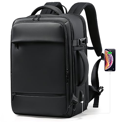 FENRUIEN Large Carry On Backpack, 40L Expandable USB Backpack, 17.3” Laptop Backpack for Men Airline Approved Travel Business Weekender Bag
