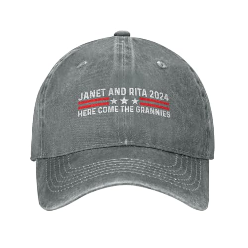 Elixvsoer Janet and Rita 2024 Here Come The Grannies Cap Men Dad Hat Graphic Caps Gray