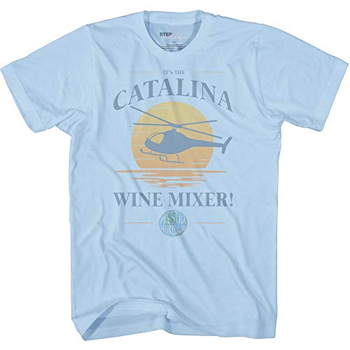 Step Brothers Catalina Wine Mixer Sunset Graphic Adult T-Shirt(Light Blue,Large)