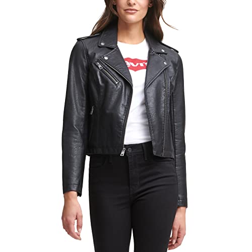 Levi's Women's Faux Leather Classic Asymmetrical Motorcycle Jacket, BLACK, M