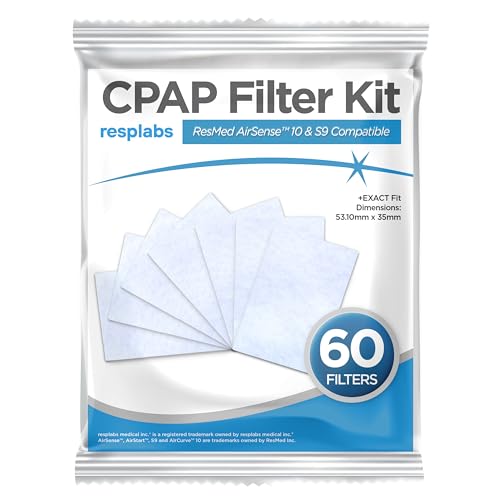 resplabs CPAP Filters Compatible with The ResMed AirSense, AirCurve 10 & S9 Machine (Pack of 60)