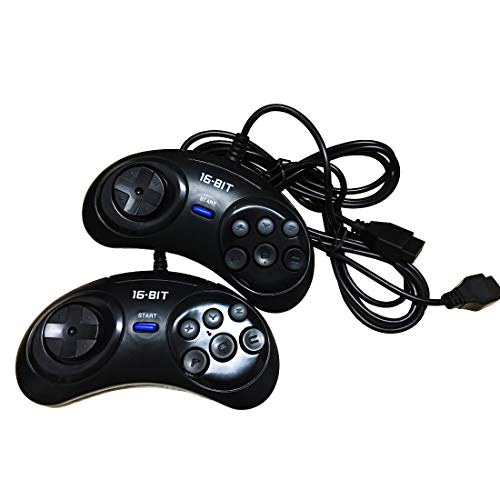 【2 Pack】 16 Bit Game Controller 6 Button for SEGA Genesis - Black