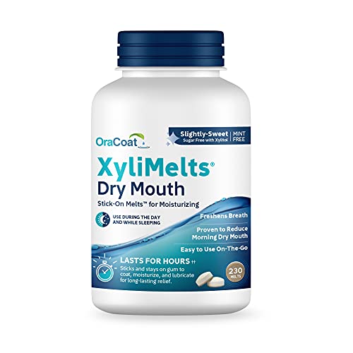 Oracoat XyliMelts Dry Mouth Relief Oral Adhering Discs Slightly Sweet with Xylitol, for Dry Mouth, Stimulates Saliva, Non-Acidic, Day and Night Use, Time Release for up to 8 Hours, 230 Count