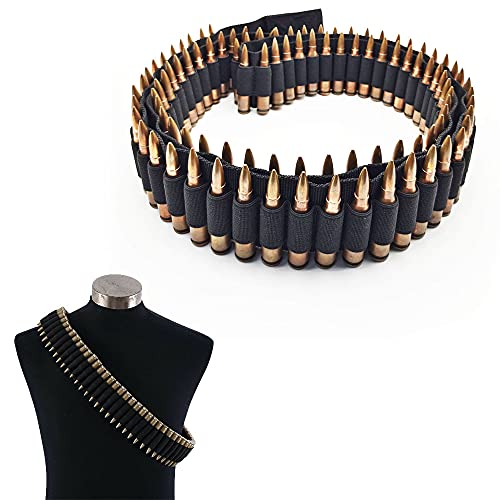 Tactical 100 Rounds 56' Rifle Pistol Bullet Cartridge Bandolier Ammo Belt Shell Holder Hunting Shooting for .357 7.62x39mm .38 .410 30-30 .270 9mm.