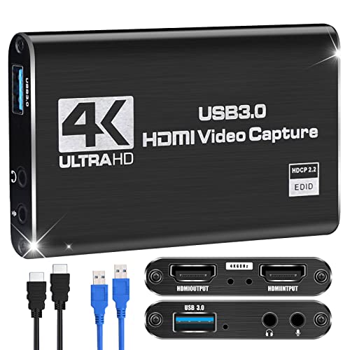 Capture Card Nintendo Switch HDMI Game Capture Card, Video Capture Card for Streaming and Recording 4K Input 1080P 60FPS Output on PS5/PS4/PC/OBS/Xbox