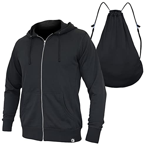 Quikflip 2-in-1 Reversible Backpack Hoodie (As Seen on SHARK TANK) Unisex Full-Zip Hero Hoodie Classic - Black