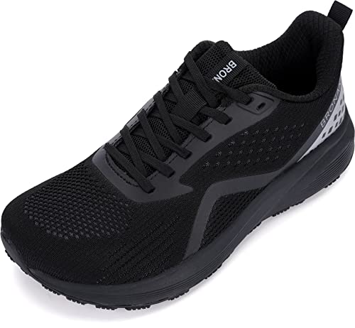 BRONAX Mens Wide Toe Box Running Tennis Shoes Gym Tennis Athletics Size 11 Sports Mesh Walking Rubber Outsole Sneakers for Male Black 45