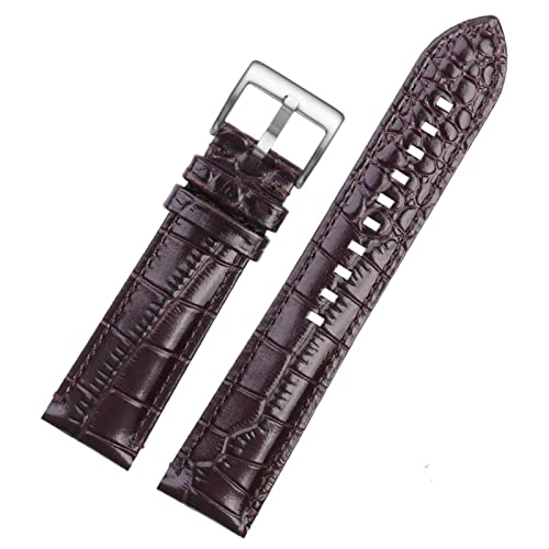 ORFKMF Genuine Leather Bracelet Is Suitable For Armani AR2447/1981/1973/60028 Watchband With Waterproof Gang Shout Male 22mm (Color : Brown Silver, Size : 22mm)