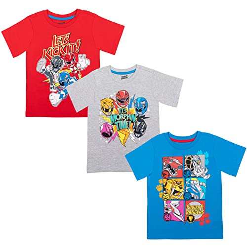 Power Rangers Toddler Boys 3 Pack Graphic T-Shirts Blue/Gray/Red 5T