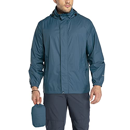 33,000ft Packable Rain Jacket Men's Lightweight Waterproof Rain Shell Jacket Raincoat with Hood for Golf Cycling Windbreaker