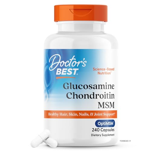 Doctor's Best Glucosamine Chondroitin Msm with OptiMSM Capsules, Supports Healthy Joint Structure, Function & Comfort, Non-GMO, Gluten Free, Soy Free, 240 Count (Pack of 1)