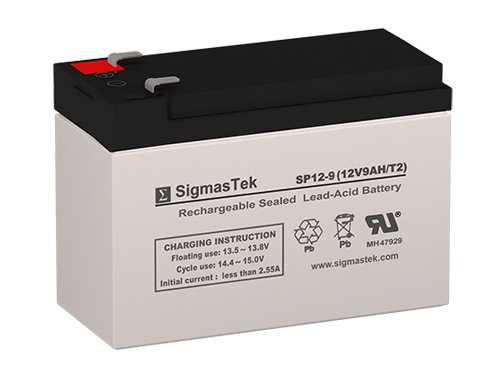 SigmasTek SP12-9 - 12V 9AH F2 SLA Battery - Replaces: Universal Power UB1290 (40748), UB1280HR (D5785), B&B Battery BP8-12, HR9-12, Vision CP1290, Yuasa NP9-12