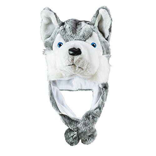 Super Z Outlet Cute Plush Animal Hat Winter Warm Winter Fashion Clothing Accessories (Husky/Wolf-Short) Grey
