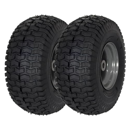 MARASTAR 21446-2PK 15x6.00-6 Tire and Wheel Assembly, Replacement Lawn Mower Front Tires compatible with Craftsman Riding Lawn Mowers, 2 pack