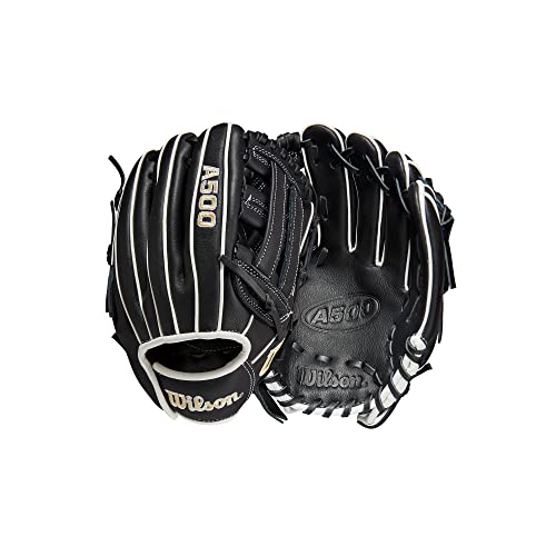 WILSON A500 10.5” Utility Youth Baseball Glove - Right Hand Throw, Black/White/Blonde