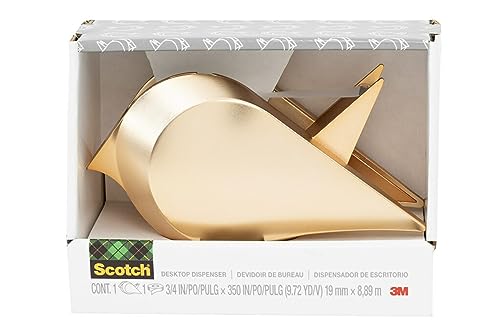 Scotch Desktop Tape Dispenser with 1 Roll Magic Tape, 3/4 x 350 Inches, Gold Bird Design