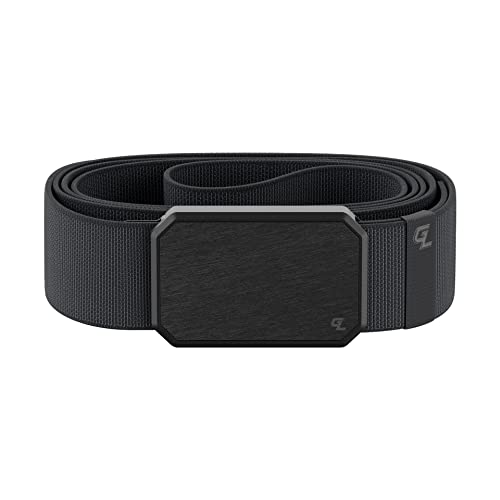 Groove Life Groove Belt Gun Metal/Stone - Men's Stretch Nylon Belt with Magnetic Aluminum Buckle, Lifetime Coverage - Medium (33-36')