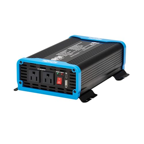 Tripp Lite 600W Compact Pure Sine Wave Power Inverter, 3 Outlets, 1 USB + 1 USB-C Charging Ports, Remote Control via RJ12 Telephone Cable, Included Mounting Brackets, 2-Year Warranty (PINV600SW-120)