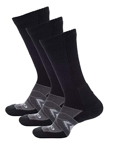 thorlos unisex adult Wcxu Max Cushion 12 Hour Shift Crew Socks, Black/Grey (3 Pair Pack), Large US