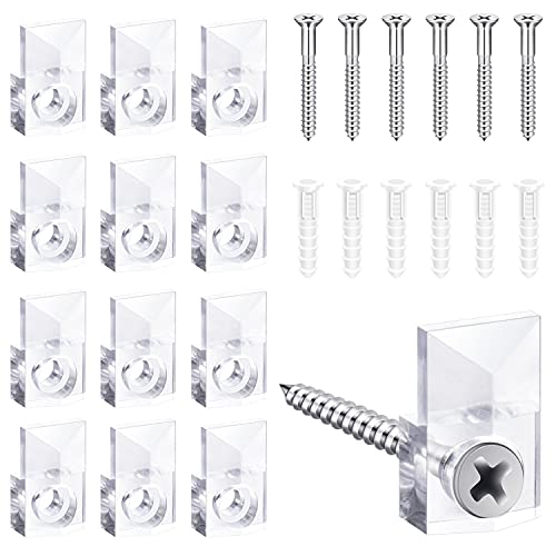 BAGTeck 22 Sets of Mirror Holder Clips Kit，Crystal Clear Plastic Mirror Clip, Mirror Holder Clips Glass Retainer Clips Kit，Mirror Hanging kit with Screws and Fixed Mirror Box Door (Classic Style)