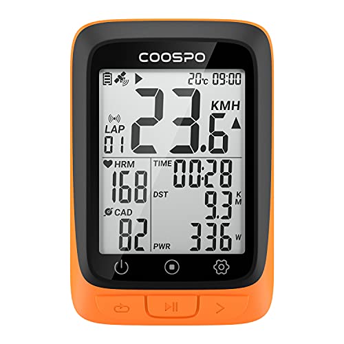 COOSPO Bike Computer Wireless GPS, Cycling Computer GPS Bike Tracker with Bluetooth/ANT+, Waterproof Bicycle Computer GPS Speedometer with Auto Backlight, 2.4 inch LCD Display