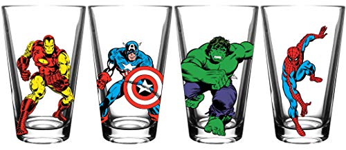 Avengers Pint Glass Set - 16 oz. Glass Capacity - Set of 4 Glasses - Classic Shape