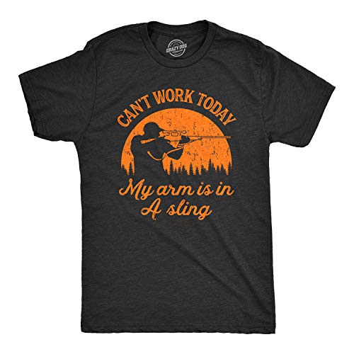 Mens Cant Work Today My Arm is in A Sling T Shirt Funny Hunting Deer Hunter Gift Mens Funny T Shirts Funny Hunting T Shirt Novelty Tees for Men Black XL