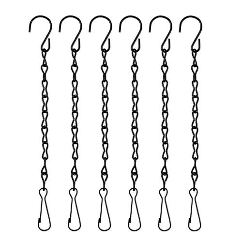 6PCS 10.0 Inches Hanging Chains for Bird Feeder, Plants, Lanterns, Hanging Chain with Hooks Strong for Bird Houses, Billboards, Chalkboards, Wind Chimes, Flower Pots, Signs and Ornaments - Black