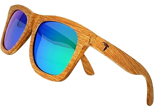 Pelican Sunwear Wood Sunglasses | Polarized | Vintage Wooden Frame | 100% UVA/UVB Protection | Bamboo Case | Men Women