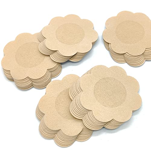 soclim 50 Pairs (100 Pieces) Nipple Pasties for Women Disposable Nipple Covers for Women, Latex Free Satin Breast Petals, Adhesive Nipple Petals - Neutral Color