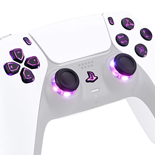 eXtremeRate Multi-Colors Luminated Dpad Thumbstick Share Home Face Buttons for PS5 Controller BDM-010 BDM-020, Black Classical Symbols Buttons DTF V3 LED Kit for PS5 Controller - Without Controller