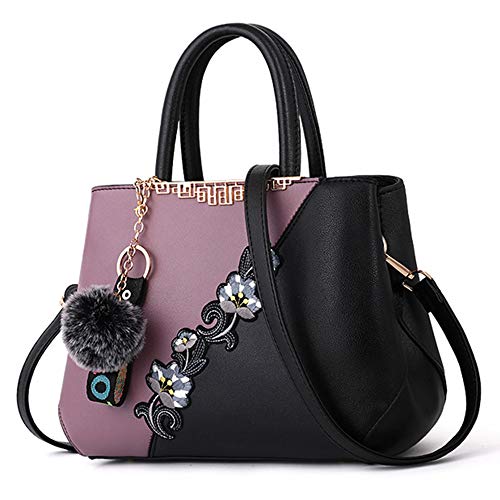 ELDA Purses and Handbags for Women Embroidery Top Handle Satchel Fashion Ladies Shoulder Bag Tote Purse Messenger Bags