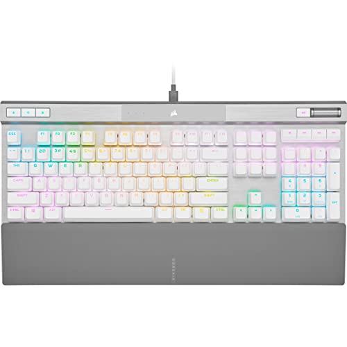Corsair K70 PRO RGB Optical-Mechanical Gaming Keyboard - OPX Linear Switches, PBT Double-Shot Keycaps, 8,000Hz Hyper-Polling, Magnetic Soft-Touch Palm Rest - NA Layout, QWERTY - White