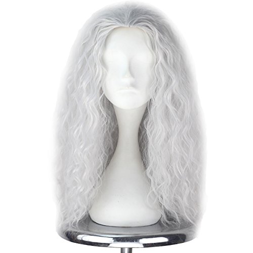 Witch Wig Old Lady Wig Witch Costume for Women Long Grey Wig Cosplay Halloween Hair Replacement Wig