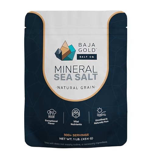 Baja Gold Mineral Sea Salt, Natural Grain Crystals, 1 Lb. Bag