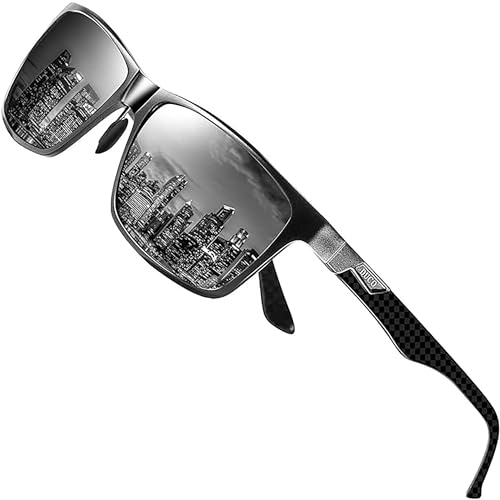 DUCO Men's Luxury Carbon Fiber Temple Polarized Sunglasses for Men Sports UV400 DC8206