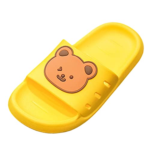 House Slippers for Kids Fashion Cartoon Indoor Slippers Boys And Girls Thick Bottom Home Slippers Plastic Soft (Yellow, 13 Big Kids)