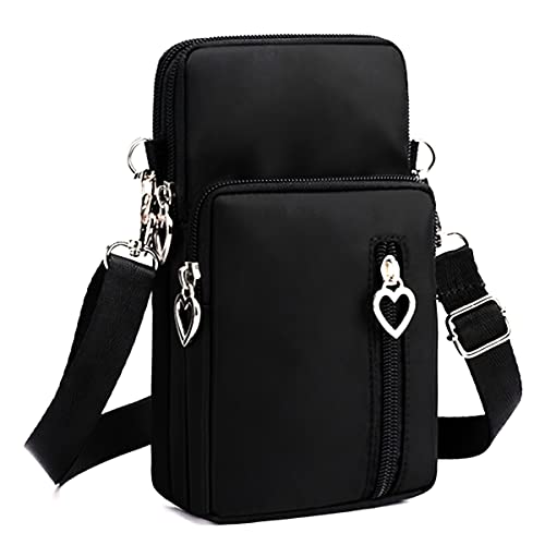 LassZone Zipper Waterproof Nylon Crossbody Shoulder Bag with Large Capacity and Adjustable shoulder strap for Women girl (Black)