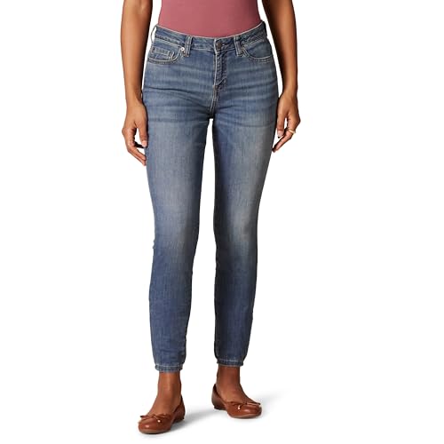 Amazon Essentials Women's Mid Rise Curvy Skinny Jean, Medium Wash, 8