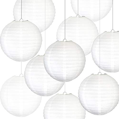 Novelty Place 8 inch White Paper Lanterns (Pack of 10) - Great Chinese/Japanese Home, Party & Wedding Decorations