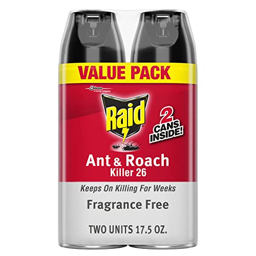 Raid Ant & Roach Killer Spray, Fragrance-Free, 17.5 Oz, Pack Of 2