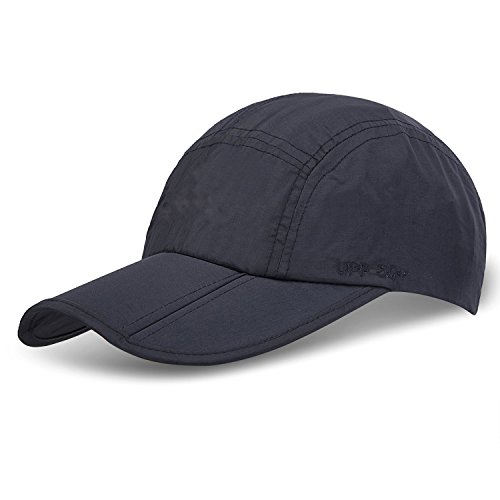 UPF 50+ Foldable Baseball Cap Sun Protection Quick Dry Portable Folding Hats for Men or Women, Navy Blue