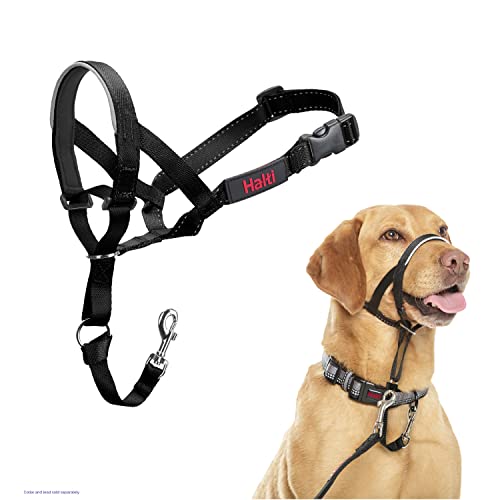 HALTI Headcollar - To Stop Your Dog Pulling on the Leash. Adjustable, Reflective and Lightweight, with Padded Nose Band. Dog Training Anti-Pull Collar for Medium Dogs (Size 3, Black)