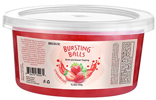 Strawberry Boba Pearls, Strawberry Popping Boba Bursting Boba, Strawberry Bubble Tapioca Pearls For Bubble Tea 1 Pound (Strawberry, 1 LB Pack of 1)
