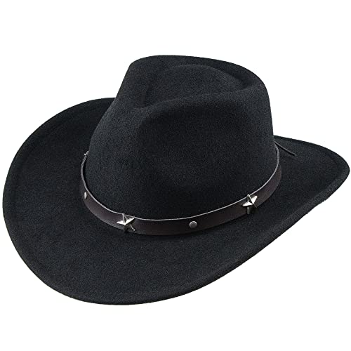 Western Cowboy Cowgirl Hat for Kids Boys Girls Felt Fedora Hats (for Kids 3-6 Years) Black