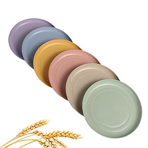 CAMBUY Wheat Straw Plates Lightweight Unbreakable Dinner Dishes Plates Set Dishwasher & Microwave Safe (Small 6 Pack 5.9')