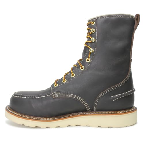 Thorogood 1957 Series 8” Waterproof Work Boots for Men - Full-Grain Leather with Moc Toe, Comfort Insole, and Slip-Resistant Wedge Outsole; EH Resistant, Briar Pitstop - 10 2E US